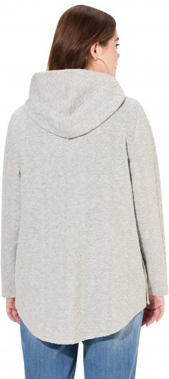 Ulla Popken Cable Knit Long Sleeve Hoodie Light Grey Melange - Hoodies & Sweatshirts - Kuschelige Sweatshirts & Strick