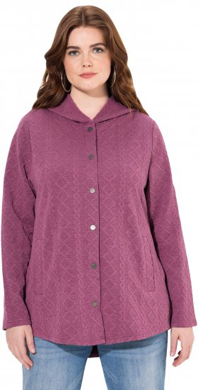 Ulla Popken Cable Knit Long Sleeve Hoodie Berry - Hoodies & Sweatshirts - 