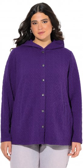 Ulla Popken Cable Knit Long Sleeve Hoodie Deep Violet - Hoodies & Sweatshirts - 