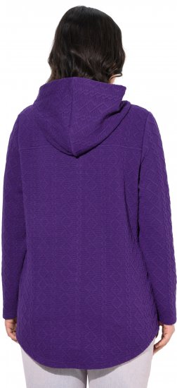 Ulla Popken Cable Knit Long Sleeve Hoodie Deep Violet - Hoodies & Sweatshirts - 