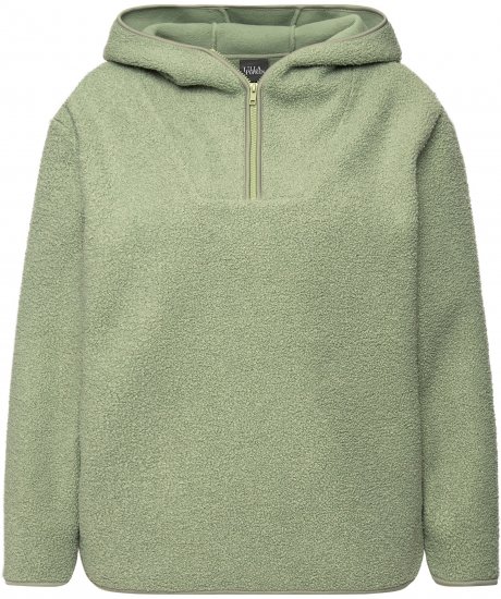 Ulla Popken Teddy Plush Long Sleeve Hoodie Sage Green - Hoodies & Sweatshirts - Kuschelige Sweatshirts & Strick