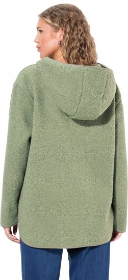 Ulla Popken Teddy Plush Long Sleeve Hoodie Sage Green - Hoodies & Sweatshirts - Kuschelige Sweatshirts & Strick
