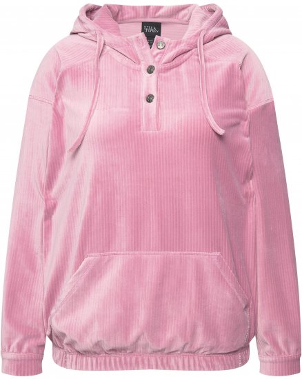 Ulla Popken Corduroy Hoodie Raspberry - Hoodies & Sweatshirts - Kuschelige Sweatshirts & Strick