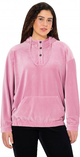 Ulla Popken Corduroy Hoodie Raspberry - Hoodies & Sweatshirts - Kuschelige Sweatshirts & Strick