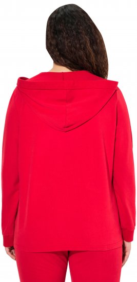 Ulla Popken Plunge Neck Long Sleeve Hoodie Salsa Red - Hoodies & Sweatshirts - 