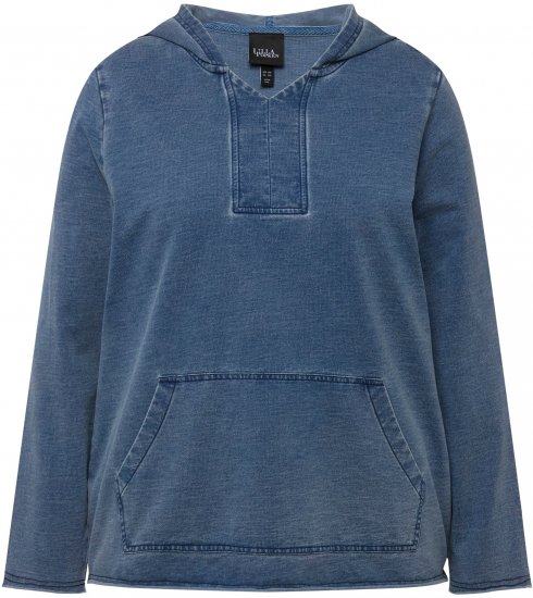 Ulla Popken Raw Hem Long Sleeve Hoodie Night Blue - Hoodies & Sweatshirts - 