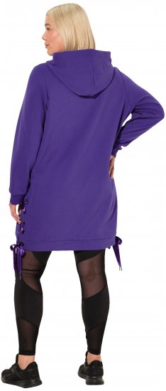 Ulla Popken Longline Lace Up Hoodie Purple - Hoodies & Sweatshirts - 