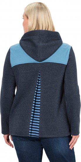Ulla Popken Waffle Pique Contrast Color Hoodie Navy - Hoodies & Sweatshirts - 