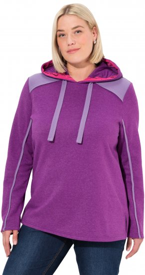 Ulla Popken Waffle Pique Contrast Color Hoodie Dark Purple - Hoodies & Sweatshirts - 