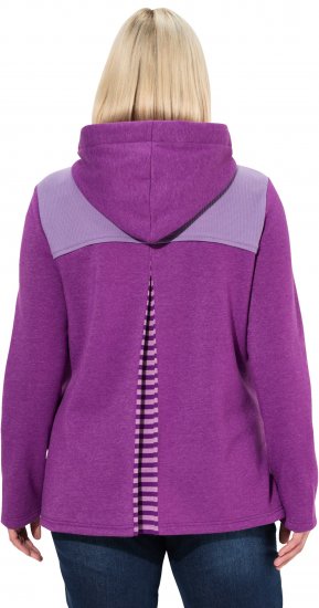Ulla Popken Waffle Pique Contrast Color Hoodie Dark Purple - Hoodies & Sweatshirts - 