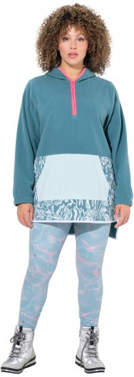 Ulla Popken Floral Detail Fleece Hoodie Ice Green - Hoodies & Sweatshirts - 