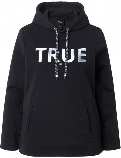 Ulla Popken TRUE Lettering Hoodie Black - Hoodies & Sweatshirts - Kuschelige Sweatshirts & Strick
