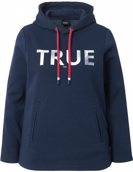 Ulla Popken TRUE Lettering Hoodie Navy Blue - Hoodies & Sweatshirts - 