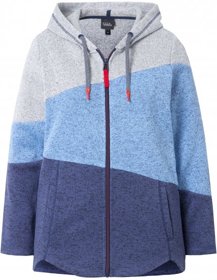Ulla Popken Color Block Fleece-Lined Hoodie Atlantic Blue - Hoodies & Sweatshirts - 