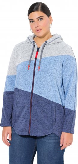 Ulla Popken Color Block Fleece-Lined Hoodie Atlantic Blue - Hoodies & Sweatshirts - 