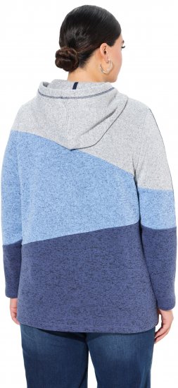 Ulla Popken Color Block Fleece-Lined Hoodie Atlantic Blue - Hoodies & Sweatshirts - 
