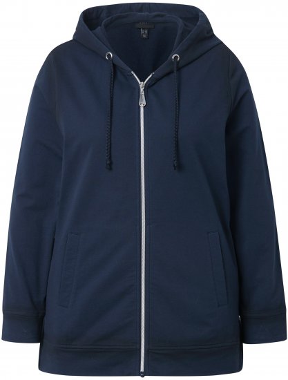 Ulla Popken Decorative Seam Zip-Up Hoodie Navy - Hoodies & Sweatshirts - Kuschelige Sweatshirts & Strick