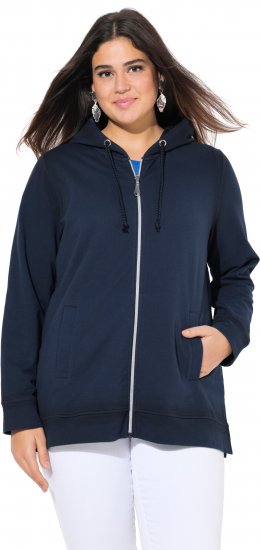 Ulla Popken Decorative Seam Zip-Up Hoodie Navy - Hoodies & Sweatshirts - Kuschelige Sweatshirts & Strick