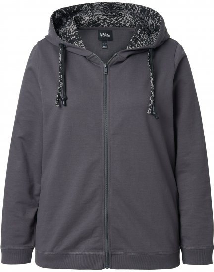 Ulla Popken Snake Detail Zip-Up Hoodie Graphite Grey - Hoodies & Sweatshirts - Kuschelige Sweatshirts & Strick