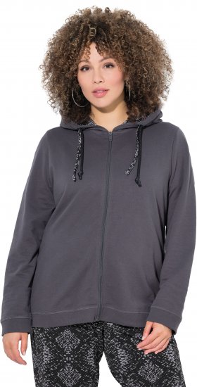 Ulla Popken Snake Detail Zip-Up Hoodie Graphite Grey - Hoodies & Sweatshirts - Kuschelige Sweatshirts & Strick