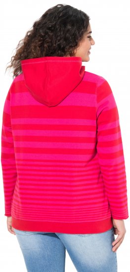 Ulla Popken Oversized Striped Long Sleeve Hoodie Lychee - Hoodies & Sweatshirts - Kuschelige Sweatshirts & Strick