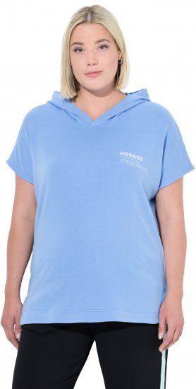 Ulla Popken Quick Drying Short Sleeve Hoodie Light Blue - Hoodies & Sweatshirts - 