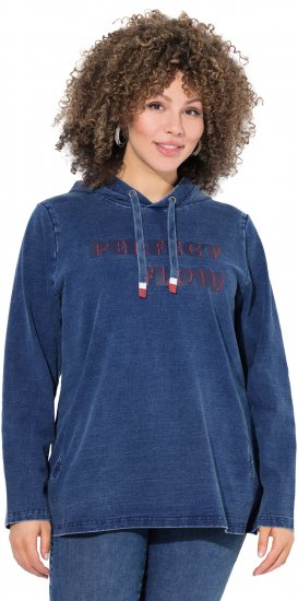 Ulla Popken Perfect Flow Embroidered Hoodie Indigo Denim - Hoodies & Sweatshirts - 