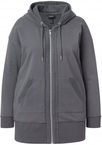 Ulla Popken Decorative Seam Zip-Up Hoodie Graphite Grey - Hoodies & Sweatshirts - 