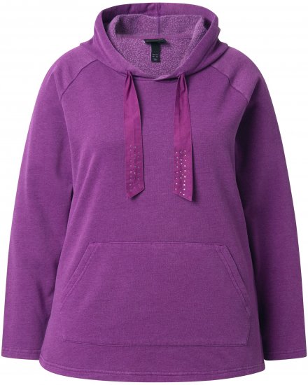 Ulla Popken Rhinestone Drawstring Moon Wash Hoodie Light Plum - Hoodies & Sweatshirts - Kuschelige Sweatshirts & Strick