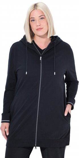 Ulla Popken Contrast Piping Zip-Up Hoodie Black - Hoodies & Sweatshirts - 