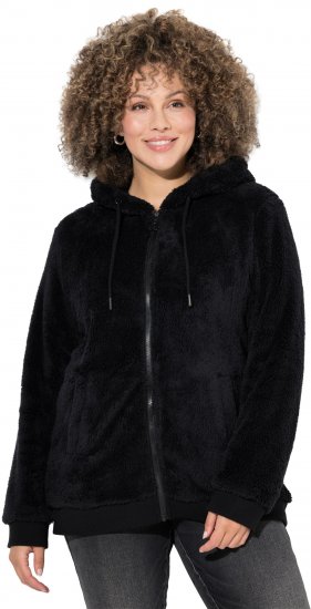 Ulla Popken Teddy Fleece Zip-Up Hoodie Black - Hoodies & Sweatshirts - 