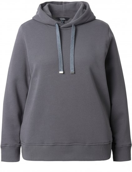 Ulla Popken Relaxed Fit Long Sleeve Hoodie Graphite Grey - Hoodies & Sweatshirts - 