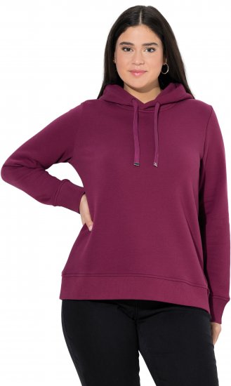 Ulla Popken Relaxed Fit Long Sleeve Hoodie Dark Berry - Hoodies & Sweatshirts - 