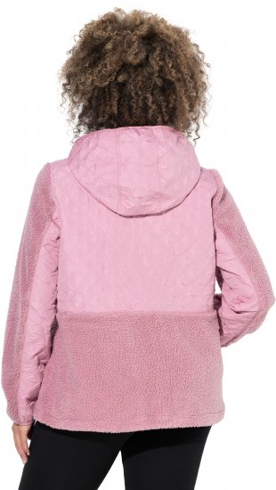 Ulla Popken Mixed Texture Hoodie Wildberry - Hoodies & Sweatshirts - 