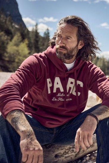 JP1880 Hoodie with Embroidery Aubergine - Herren-sweater und -hoodies - Herren-Sweater und -Hoodies in großen Größen