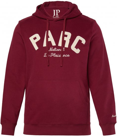 JP1880 Hoodie with Embroidery Aubergine - Herren-sweater und -hoodies - Herren-Sweater und -Hoodies in großen Größen