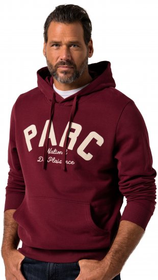 JP1880 Hoodie with Embroidery Aubergine - Herren-sweater und -hoodies - Herren-Sweater und -Hoodies in großen Größen