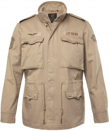 JP1880 Field Jacket with Badges Vintage Look Dark Beige - Herren jacken - Herren Jacken in großen Größen