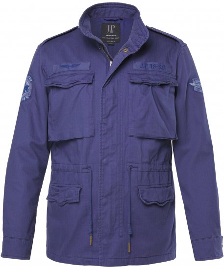 JP1880 Field Jacket with Badges Vintage Look Light Azure Blue - Herren jacken - Herren Jacken in großen Größen