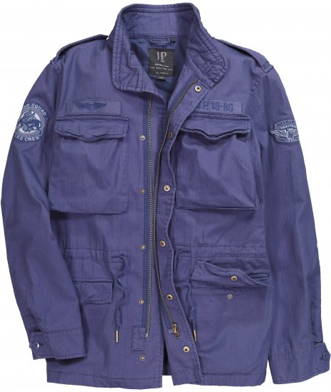 JP1880 Field Jacket with Badges Vintage Look Light Azure Blue - Herren jacken - Herren Jacken in großen Größen