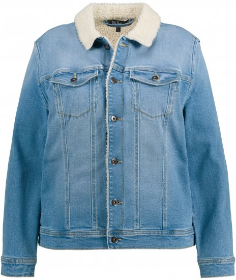 Ulla Popken Teddy Fleece Lined Denim Jacket Blue Denim - Jacken - 