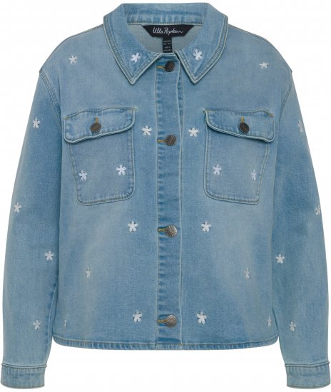 Ulla Popken Embroidered Denim Jacket Light Blue - Jacken - Damenjacken in großen Größen