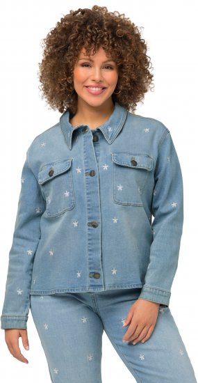 Ulla Popken Embroidered Denim Jacket Light Blue - Jacken - Damenjacken in großen Größen
