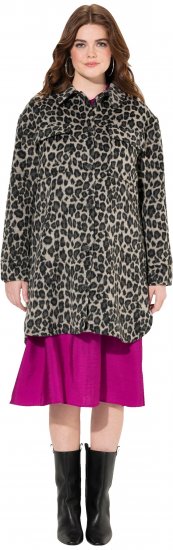 Ulla Popken Leopard Print Shirt Jacket Black - Jacken - 