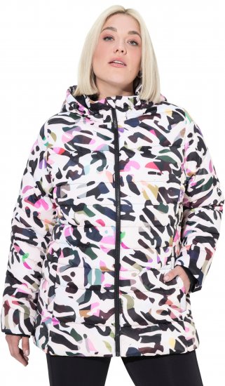 Ulla Popken HYPRAR Water-Repellent Allover Print Jacket Pale Beige - Jacken - Damenjacken in großen Größen