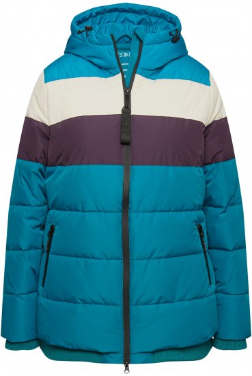 Ulla Popken HYPRAR Striped Triple Function Fully Lined Quilted Jacket Dark Petrol - Jacken - Damenjacken in großen Größen