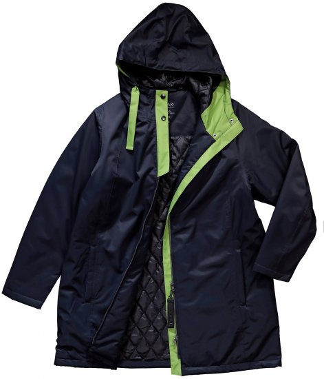 Ulla Popken HYPRAR Triple Function Contrast Trim Quilted Lining Jacket Navy - Jacken - 