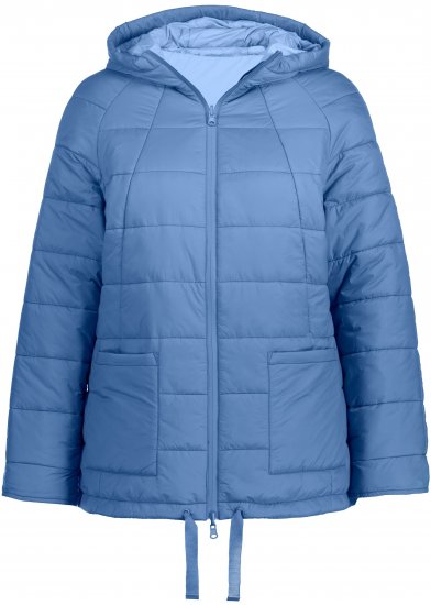 Ulla Popken Reversible Butterfly Print Fully Lined Quilted Jacket Blue Denim - Jacken - 