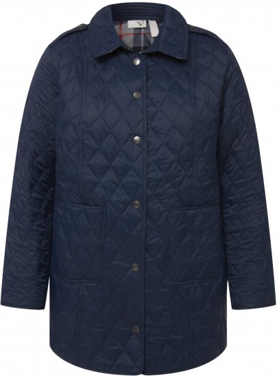 Ulla Popken Quilted Jacket with Plaid Lining Navy - Jacken - 
