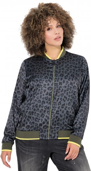 Ulla Popken Reversible Leopard Print College Collar Jacket Olive Grey - Jacken - Damenjacken in großen Größen